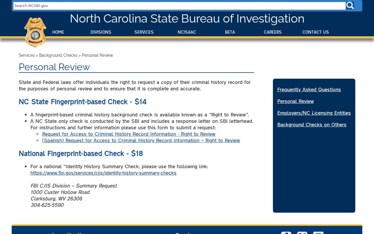 Northampton County criminal history SBI Right to Review instructions
