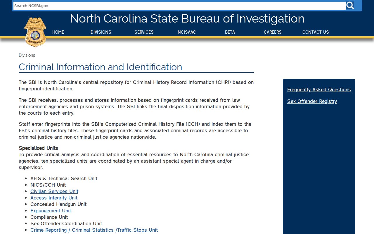 Northampton County criminal history SBI repository