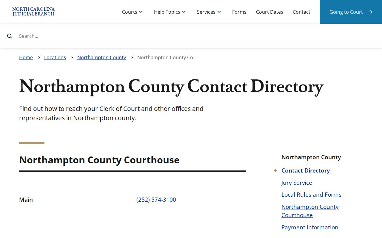 Northampton County criminal court contact directory