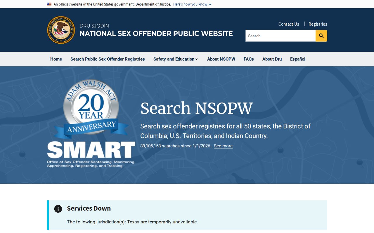 National sex offender registry search for Northampton County residents